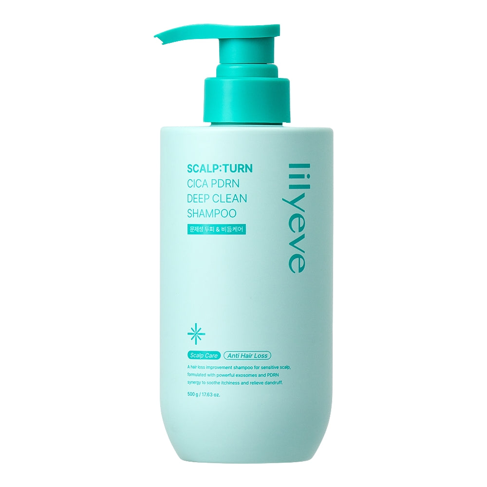 LILY EVE Scalpturn Cica PDRN Cooling Shampoo 500g – Oily Scalp, Dandruff Care, Anti-Hair Loss, Cooling Cleanser
