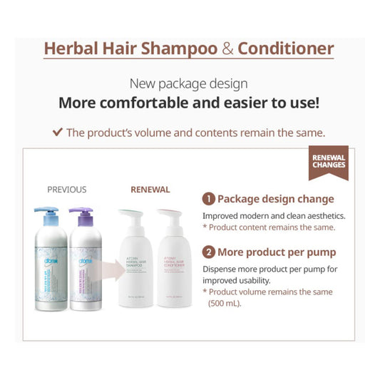 Atomy Herbal Hair Shampoo 500ml + Conditioner 500ml
