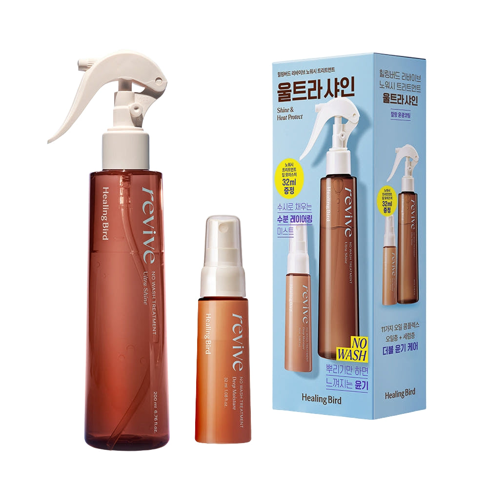 Healing Bird Revive No-Wash Treatment Ultra Shine Set 200ml + Deep Moisture 32ml