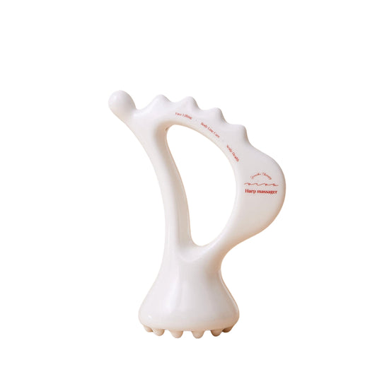 SUDIVA Ceramic Gua Sha Harp Massager, White Porcelain Face and Body Massage Tool for Relaxation, Ergonomic Design