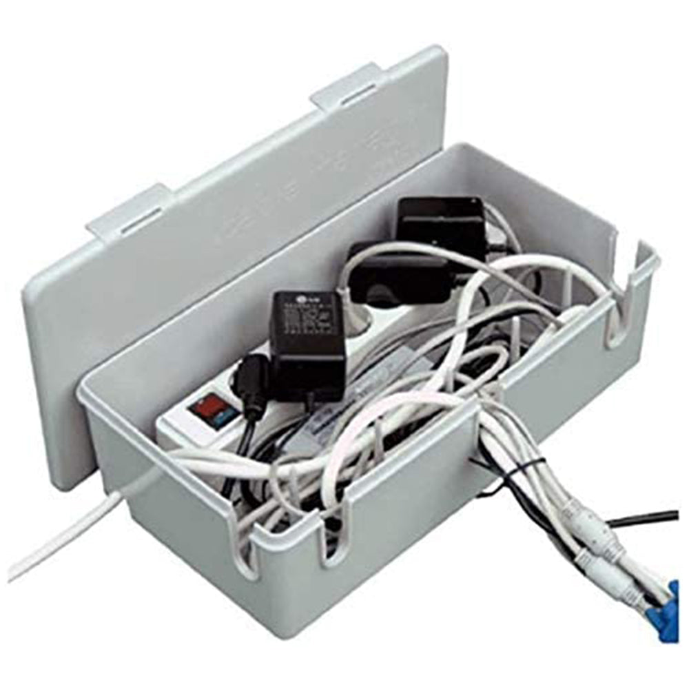 CableBox Cable Management Box Hide and Conceal Power Strips and Electrical Cords Cord Organizer Multi-tabs Wires Adapters Routers Neat Storage Box (Large Grey)