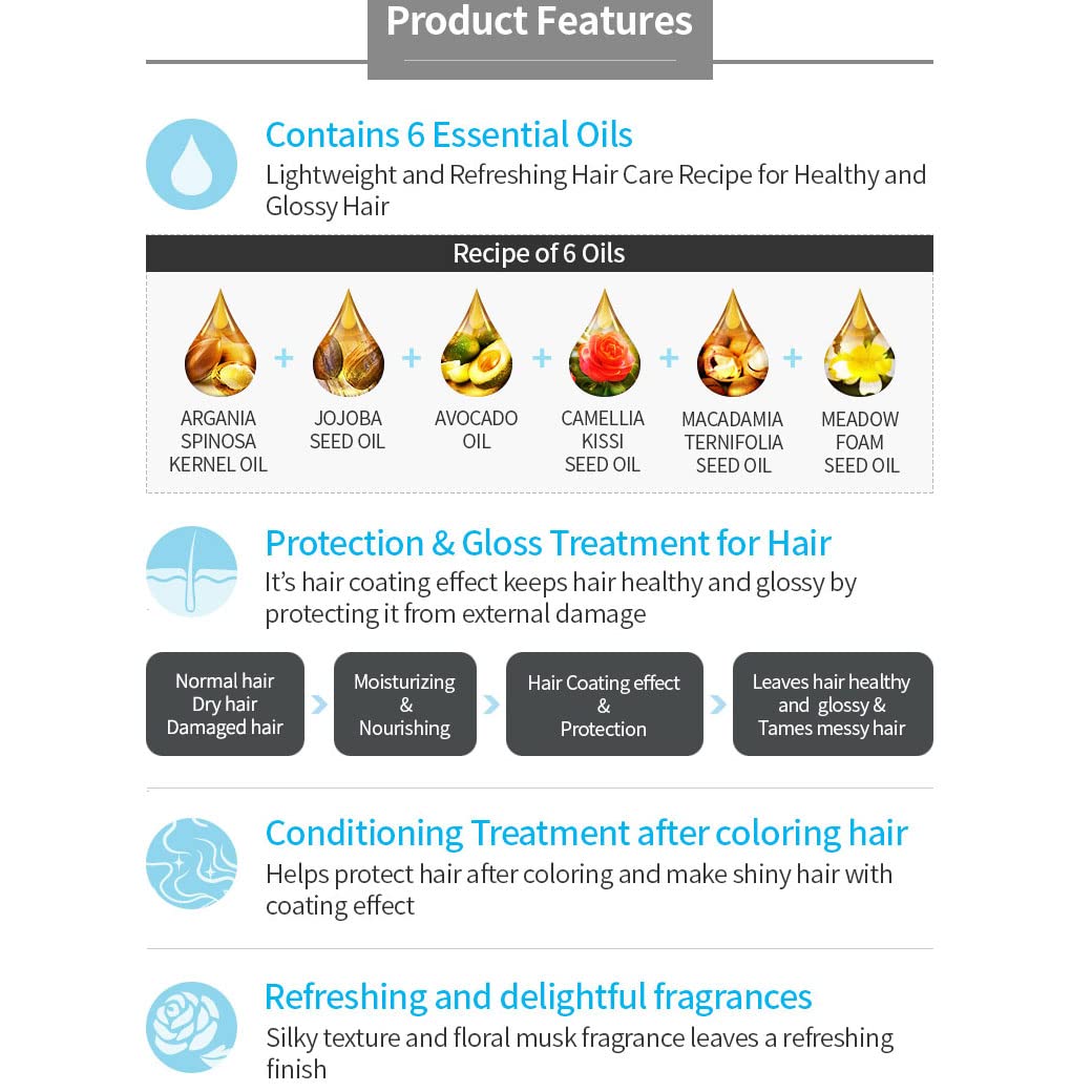 Magical Hair Essence & Treatment with 6 Natural Oil Complex (Argan,camllia,jojoba,meadow Form Seed,macadamia,abocado Oil) - PACK OF