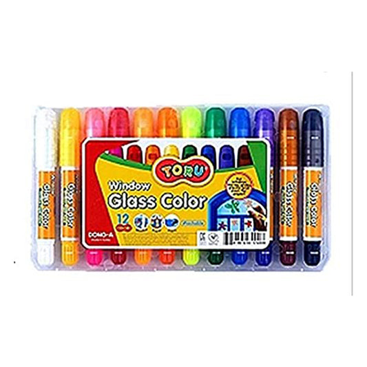 Toru Window Glass Color Crayon Marker Washable Paper Aqua Non-Toxic 12 Colors