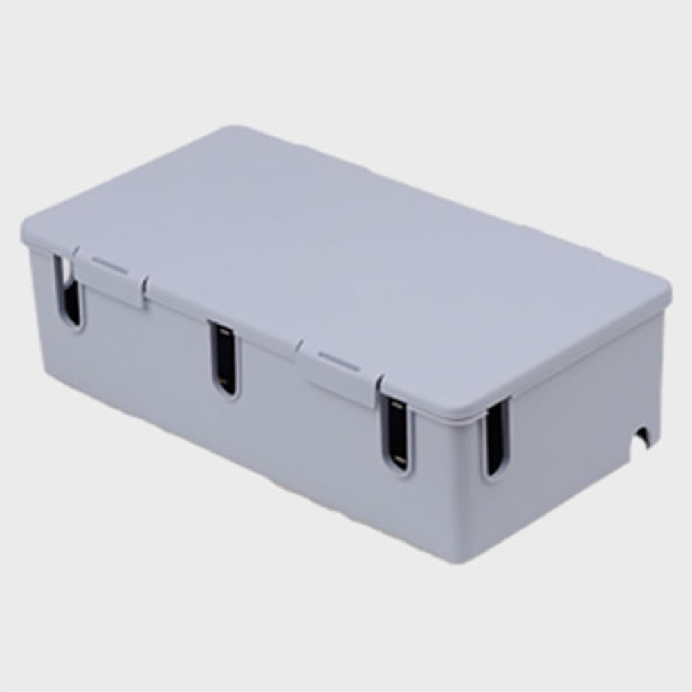 CableBox Cable Management Box Hide and Conceal Power Strips and Electrical Cords Cord Organizer Multi-tabs Wires Adapters Routers Neat Storage Box (Large Grey)